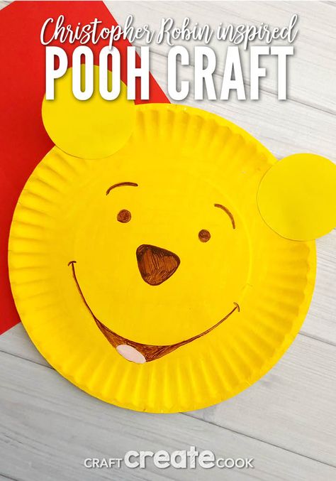 Christopher Robin Movie, Disney Crafts For Kids, Robin Movie, Bear Craft, Disney Activities, Movie Crafts, Paper Plate Crafts For Kids, Toddler Art Projects, Toddler Arts And Crafts