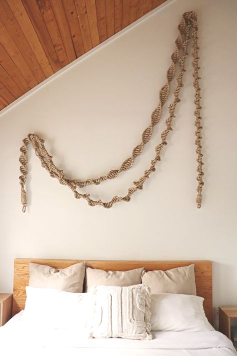 Hanging Art From Ceiling, Rope Artwork, Rope Wall Art, Manila Rope, Marine Rope, Yellow Houses, Hotel Project, Macrame Hanging, Hanging Rope