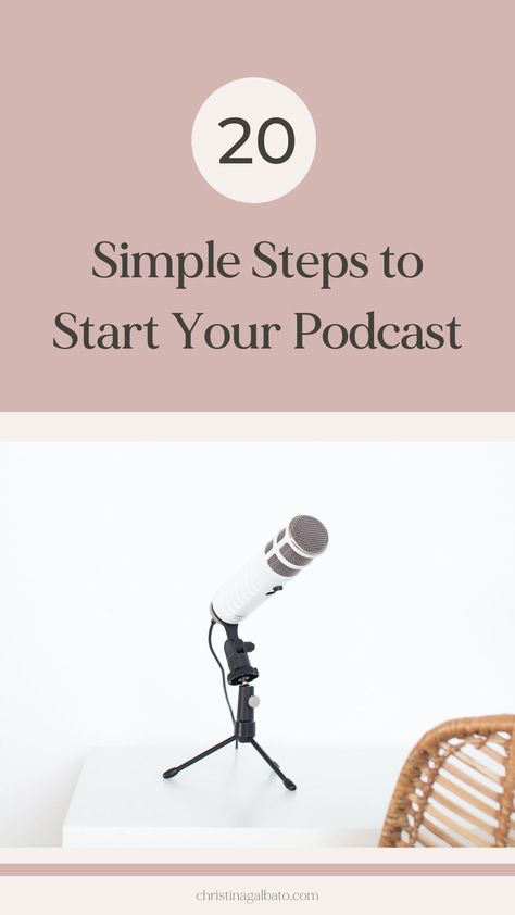 Here are 20 simple steps to start a podcast! This post is for you if you’re wondering where you even begin the launch process. In this post, I’ll walk you through everything you need to know to take your podcast from planning to publishing. Here are the 20 steps for starting a podcast. How To Start Podcasting, How To Begin A Podcast, How To Plan A Podcast, Pod Cast Studio Ideas, How To Start Your Own Podcast, How To Do A Podcast, Starting A Podcast Tips, How To Start Podcast, Beginner Podcast Equipment