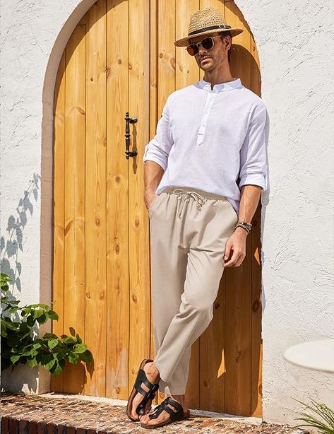 Men Linen Pants, Mens Beach Pants, Mens Beach, Yoga Beach, Casual Linen Pants, Mens Linen Pants, Drawstring Trousers, Pants Elastic Waist, Mens Linen