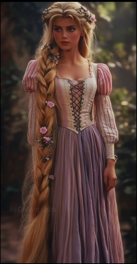 Rapunzel Braided Hair, Rapunzel Hairstyle, Repunzal Hair Braid, Long Rapunzel Hair, Tangled Braid Rapunzel Hair, Rapunzel Braid, Rapunzel Cosplay Wig, Aesthetic Dress, Disney Princesses