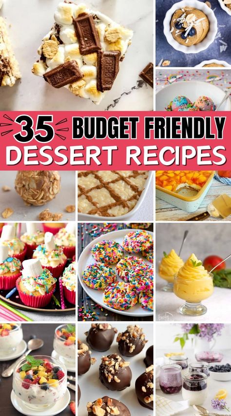 Looking for easy desserts that won't break the bank? Dive into our collection of 35 budget-friendly dessert recipes! Whether you're planning a party or just need a quick sweet fix, these treats are perfect. From fun, easy desserts for parties to simple creations with just a few ingredients, we've got you covered. These recipes are all about making your life sweeter without the stress. Get ready to impress your guests and your taste buds without stretching your budget. Let's make dessert the ... Easy Desserts For Fundraisers, Cheap Delicious Desserts, Easy Aesthetic Dessert Recipes, Simple Potluck Desserts, Few Ingredient Dessert Recipes, Simple Cheap Desserts, Budget Friendly Desserts, Inexpensive Desserts For A Crowd, Cheap Desserts Budget