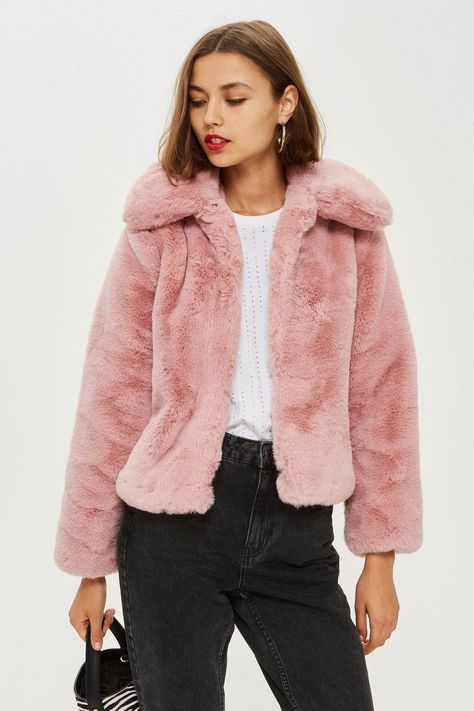 High Street Hits Topshop Jacket, Fur Outfit, Pink Faux Fur Coat, Pink Fur Coat, Faux Fur Cropped Jacket, Womens Faux Fur Coat, Coat Fur, Dream Closets, Pink Fur