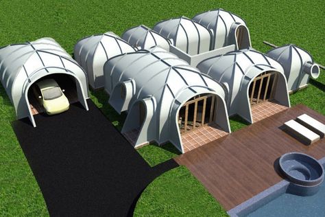 false Green Magic Homes, Eco Friendly Homes, Underground Houses, Hobbit Style, Quonset Hut Homes, Casa Hobbit, Earth Sheltered Homes, Underground House, Land Design