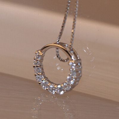 >> Click to Buy << Silver Necklaces 2016 New Shiny Zircon Crystal Circle 925 Sterling Silver Pendant Necklaces for Women Jewelry Wholesale #Affiliate قلادات متدلية, Diamond Circle Necklace, Crystal Circle, Necklace Chain Types, Circle Pendant Necklace, Circle Diamond, Discount Jewelry, Solitaire Pendant, Sterling Silver Necklace Pendants