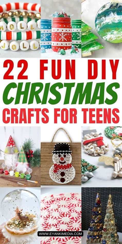 Get inspired with creative Christmas crafts for teenagers that make great DIY gifts and holiday decor. These fun projects include everything from handmade ornaments to festive wall art, letting teens express their holiday style with unique, handmade Christmas creations. Christmas Arts And Crafts For Middle School, Easy Group Christmas Crafts For Women, Advanced Christmas Crafts, Diy Ornaments Teens, Christmas Crafts High School, Ornaments For Teens To Make, Fun Winter Crafts For Adults, Crafts For Teens Christmas, Christmas Craft For Adult