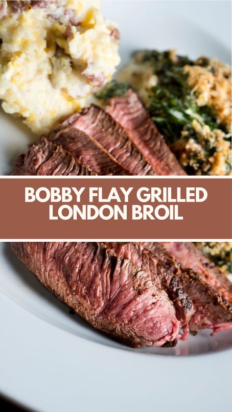 Bobby Flay Grilled London Broil is made with garlic, salt, red wine, balsamic vinegar, soy sauce, honey, and top-round London broil. This recipe takes 4 hours and 30 minutes in total and serves 4 people. Tender London Broil Recipes Grill, Marinade For London Broil On Grill, Tender London Broil Recipes, Beef London Broil Recipes, London Broil Recipes Stove Top, London Broil Recipes Grilled, Grilled London Broil Recipes, Top Round London Broil Recipes, Marinated London Broil