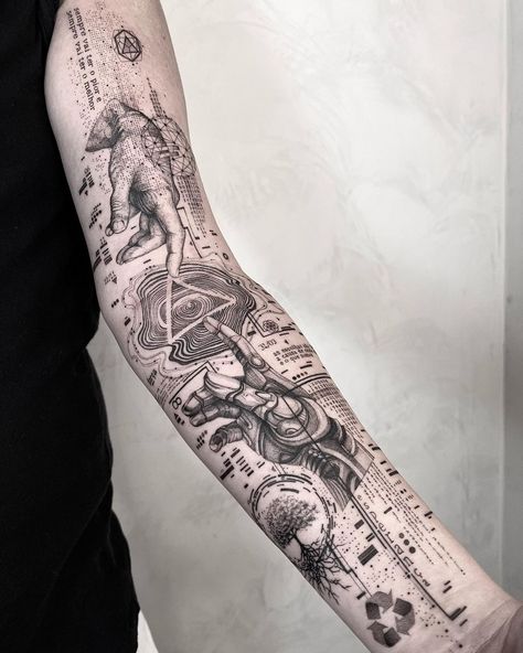 Surrealist Tattoo, Fibonacci Tattoo, Arm Tattoos For Guys Forearm, Geometric Tattoo Sleeve Designs, Astronomy Tattoo, Alchemy Tattoo, Tattoos To Cover Scars, Torso Tattoos, Key Tattoos