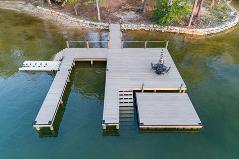 Lake Dock Ideas, Dock Architecture, Lakehouse Dock, Dock Ideas Lakeside, Lake Docks Designs, Docks Lake, Lake Docks, Lake House Dock, Floating Dock Plans