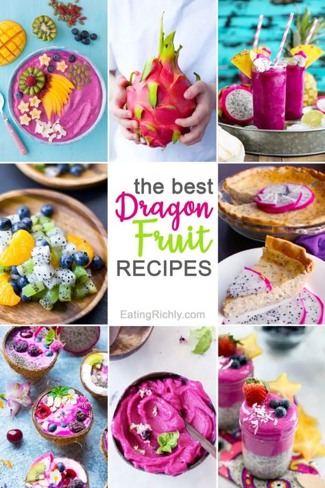 Dragon Fruit Recipe, Dragon Fruit Recipes, Dragon Fruit Dessert, Food Dragon, Dragon Fruit Bowl, Banana Nice Cream Recipes, Fruit Soft Serve, Dragonfruit Recipes, Dragon Fruit Smoothie Bowl