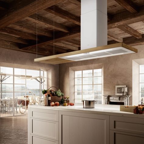 Hoods Island BIO ISLAND | Elica Minimal Kitchen Island, Island Cooker Hoods, Island Hood, Island Range, Hood Ideas, Island Range Hood, Kitchen Renovation Ideas, Cooker Hood, Japanese Kitchen