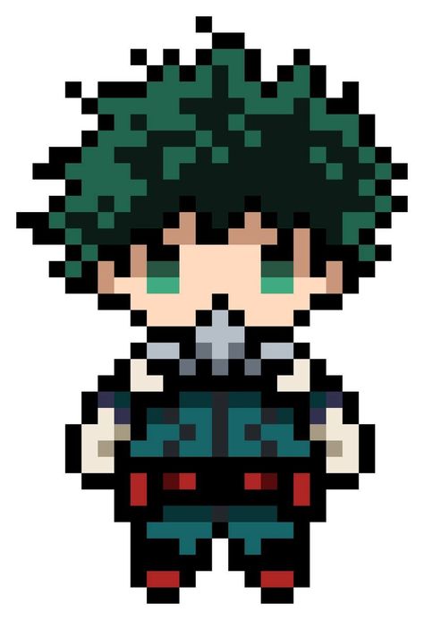 MHA 001 pixel art Minecraft In Real Life, Easy Pixel Art, Pixel Drawing, Characters Inspiration Drawing, Pixel Art Grid, Pix Art, Graph Paper Art, Midoriya Izuku, Minecraft Pixel Art