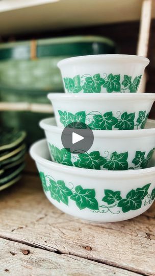 54K views · 16K reactions | Honest question - how do you stack your bowls? I have seen tape, rice, paper plates, other bowls, etc. This tape method is my favorite because there is no mess and they keep the stack very level. 

This gorgeous stack of Hazel Atlas Ivy bowls will be coming to my Kitschy Kitchen sale on Saturday at 9am EST in my Etsy shop, don’t miss it! 🍃

#vintagedisplay #vintagebowls #bowls #antiques | Courtney Vettel | The Vettel Farm | dme.optics · Original audio Entertaining Tablescapes, Farmhouse Laundry, Kitschy Kitchen, Vintage Display, Kitchen Sale, Vintage Bowls, Rice Paper, Household Hacks, Paper Plates