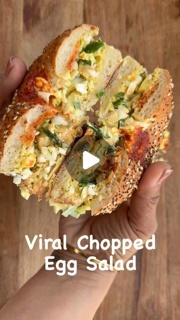 17K views · 1K likes | Chhaya Joshi Daily food / cocktails on Instagram: "Viral chopped egg salad sandwich bagel  1. 4 hard boiled eggs 2. 2 tablespoons mayonnaise  3. 1 tablespoon yellow mustard  4. 1 roughly chopped jalapeño 5. 3 tablespoons chives  6. 3 tablespoons dill  7. 1 heaping tablespoon capers (with a bit of caper juice)  8. Salt and black pepper to your taste  9. 2 toasted bagels or 4 slices of bread  10. Sriracha to garnish- optional   1. Chop it all up and slather on to a toasted bagel or bread . Makes 2 sandwiches.   #lunch #sandwich #nyc #foodie #eeeeeats #eater #food #bread #chopped #yum  #easyrecipe #choppedsandwich #viral #recipe #eats #munchies #foodies #recipes #dinner #instafood #yummy #delicious #tasty #foodlove #egg #eggs #eggsalad #explore #foodgasm #trending" Egg Salad Bagel, Chopped Egg Salad, Chopped Bagel Sandwich, Chopped Bagel, Bagel Sandwich Lunch, Best Boiled Eggs, Egg Bagel Sandwich, Sandwich Bagel, Boiled Egg Sandwich