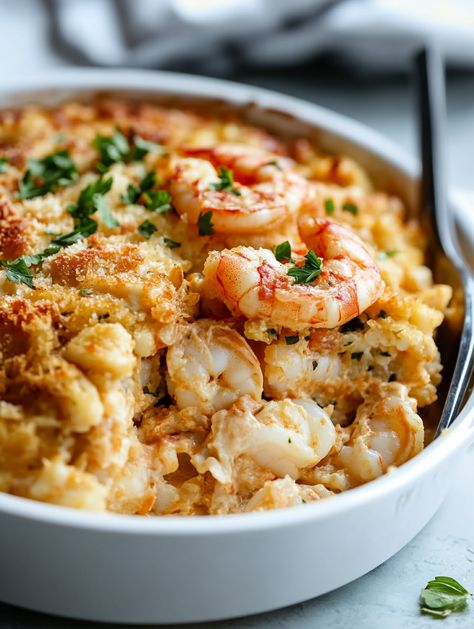 Crab and Shrimp Casserole Shrimp And Crab Meat Recipes, Crabmeat Casserole Recipes, Crab And Shrimp Casserole, Snow Crab Recipes, Seafood Rice With Crab And Shrimp, Crab Stuffing Recipe, Crab Casserole Recipes, Seafood Casserole Recipes Baked, Crab Imperial Recipes