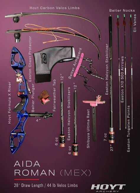 Aida Roman Hoyt archery gear Olympic Archery Aesthetic, Hoyt Recurve Bow, Archery Aesthetic Modern, Recurved Bow, Olympic Recurve Bow, Olympic Archery, Hoyt Archery, Archery Aesthetic, Archery Lessons