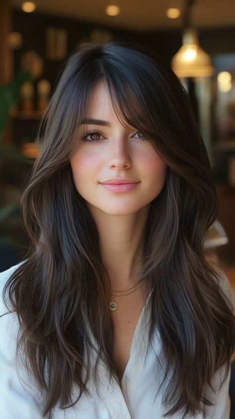 🌸💫 Exquisite Long Hair Soft Layers Curtain Bangs Layered Haircuts for Long Hair | Magnificent B... Types Of Layered Hair Haircuts, Long Hair Curtain Bangs Side Part, Soft Layer Long Hair, Layered Curtain Bangs Long Hair, Blended Curtain Bangs Long Hair, Long Layers Long Curtain Bangs, Curtain Bangs For Side Part, Curtain Bangs Shaggy Layers, Long Hair Layered Haircut Straight