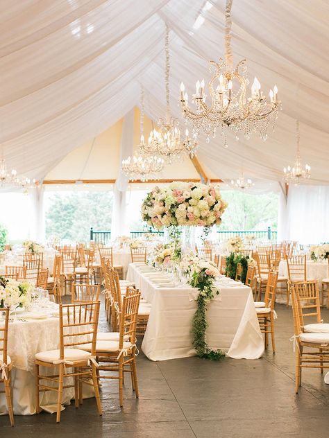 Deck out outdoor wedding decor with dreamy details, like whimsical chandeliers, that will glam up any reception. Wedding Tent Decorations, Outdoor Tent Wedding, Tent Wedding Reception, Romantic Backyard, Romantic Outdoor Wedding, Tent Decorations, Tent Reception, Tent Lighting, Wedding Tent