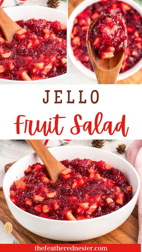 Looking for a festive dish that’s sure to impress? This jello fruit salad bursts with tart cranberry, crisp apple, and refreshing raspberry gelatin—and it’s perfect for your holiday table! With each bite, you’ll get a delightful mix of flavors that pairs perfectly with savory dishes and sparks conversation. Ready to wow your guests? Add this nostalgic, crowd-pleasing Christmas jello salad to your holiday spread and watch it disappear! Gelatin Fruit Salad, Christmas Brunch Fruit Salad, Jello Christmas Salad, Fresh Cranberry Jello Salad, Thanksgiving Jello Salad Recipes, Cranberry Raspberry Jello Salad, Jello Thanksgiving, Fruit Jello Salad, Red Jello Salad