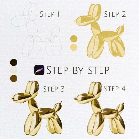 Dog Balloon tutorial now in my channel. Use Marge Watercolor Studio set for Procreate, or Bundle of Brushes (available in my Etsy shop). More info in my bio Balloon Watercolor Painting, Balloon Dog Drawing Tutorial, Balloon Dog Tutorial, Balloon Dog Painting, Art Ideas Procreate, Balloon Dog Drawing, Balloon Drawing, Watercolor Studio, Dog Drawing Tutorial