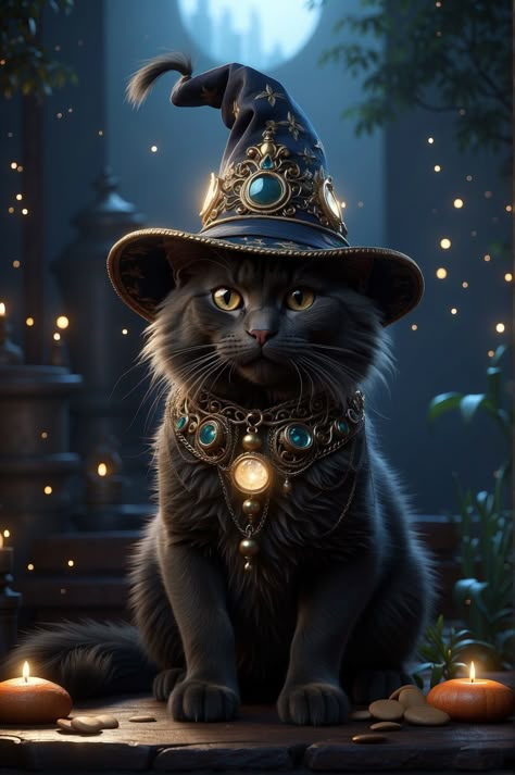 , #Prompt, #Engineering, #AD, #AI Wizard Cat, Halloween Cats, Halloween Artwork, Black Cat Art, Witch Cat, Cute Black Cats, Halloween Images, Halloween Pictures, Black Cat Halloween