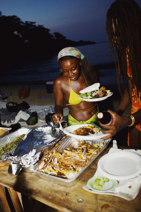 Stylist Mecca James-Williams Takes Us on a Whirlwind Trip Through Jamaica’s Portland Parish | Vogue Jamaican Culture, Family Style Dinner, Welcome Party, Beach Bonfire, Jamaica Travel, Porto Rico, Island Vibes, Island Girl, Enjoying The Sun