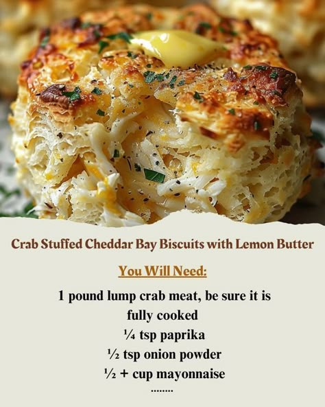 Old Fashioned Recipes Crab Stuffed Cheddar Bay Biscuits, Stuffed Cheddar Bay Biscuits, Stuffed Biscuits, Tasteful Recipes, Camping Menu, Crab Dishes, Crab Stuffed, Cheddar Bay Biscuits, Biscuit Mix