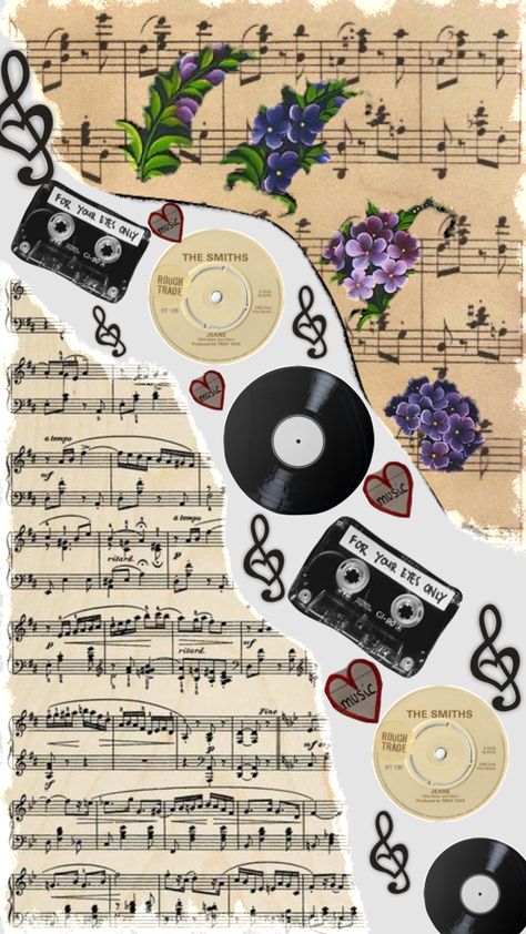 Sheet Music Collage, Collage Art Music, Music Scrapbook Page, Scrapbook Music Ideas, Music Notes Aesthetic Vintage, Shuffle Inspiration, Music Sheets Aesthetic, Music Scrapbook Ideas, Song Scrapbook