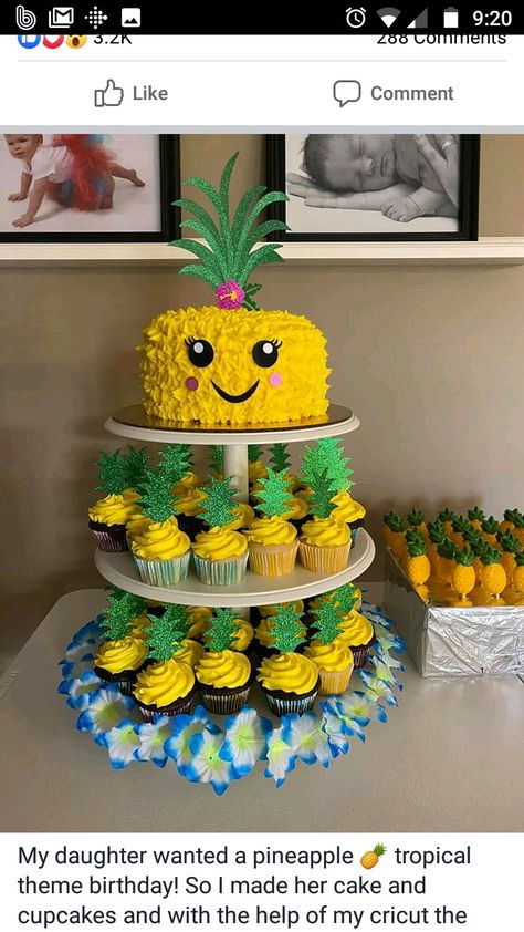 Pineapple Birthday Cake Ideas, Pineapple Shaped Cake, Hawaiian Cake Ideas Luau Birthday Themed Cupcakes, Pineapple Themed Birthday Party, Pineapple Cake Design Ideas, Pineapple Princess Birthday Party, Pineapple Decorated Cake, Pineapple Birthday Cake, Pineapple Cake Decoration