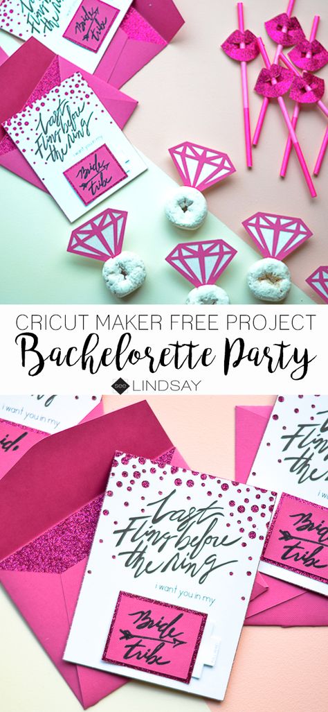 Use the Cricut Maker free projects to create a Bachelorette Party Frugal Wedding, Cricut Wedding, Bachelorette Party Planning, Birthday Party 21, Bach Party, Lou Lou, Cricut Maker, Party Inspiration, Cricut Crafts