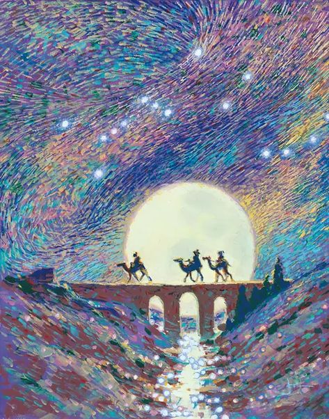 A Starry Night | Joni and Friends Wise Men Painting, Men Painting, Nativity Painting, Joni Eareckson Tada, Roi Mage, We Three Kings, Prophetic Art, Three Wise Men, Three Kings