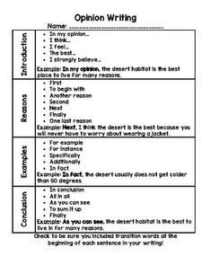 Opinion Writing Opinion Essay Writing Tips, Opinion Writing Graphic Organizer, Third Grade Writing, 3rd Grade Writing, 2nd Grade Writing, Homeschool Writing, Writing Anchor Charts, Writing Rubric, 4th Grade Writing