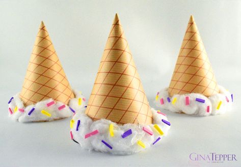 Diy Birthday Hat, Diy Birthday Party Hats, Party Hats Diy, Diy Party Hat, Party Hat Template, Cones Diy, Hat Template, Crazy Hat, Crazy Hat Day