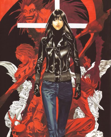 Takeshi Obata, A Woman, Twitter, Red, Anime, Black, Art