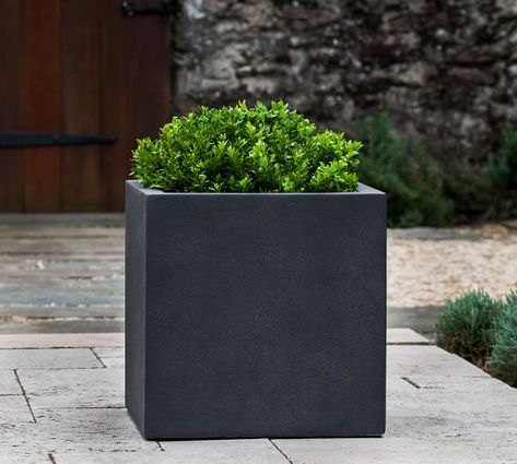 LINCOLN PARK PLANTER, SMALL, CONCRETE - Pottery Barn White Planters Outdoor, Planters Pottery, Resin Sand, Commercial Planters, Planters Outdoor, Talc Powder, Campania International, Stone Powder, Fiberglass Planters