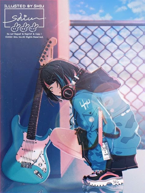 Anime Artist, Guitar Art, Witch Art, Illustration Girl, Art Icon, Anime Music, Character Development, Cute Anime Character, Music Art