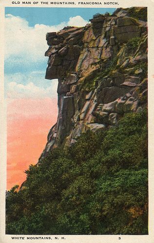 Post Card of the Old Man of the Mountain from the 1940's or 1950's | Flickr - Photo Sharing! Old Man Of The Mountain, White Mountains New Hampshire, Franconia Notch, Boston Public Library, White Mountains, Old Man, Old Men, New Hampshire, Hampshire