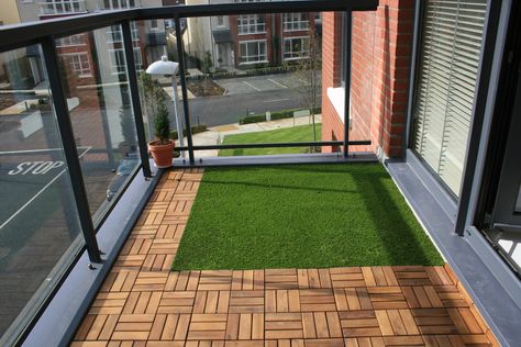 Balcony Gallery — Amazon Landscaping and Garden Design- Balcony Fake Grass Ideas, Fake Grass On Balcony, Grass Balcony, Artificial Grass Balcony, Artificial Grass Carpet, Grass Design, Grass Artificial, Ikea Wood, Grass Carpet