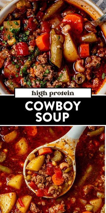 This hearty cowboy soup combines your favorite Tex-Mex ingredients like ground beef, beans, vegetables, and smoky seasonings. Bring the wild west to your kitchen with this budget-friendly and filling soup! It makes great leftovers and is full of healthy ingredients, making it the perfect weeknight meal. Unique Soup Recipes, Ground Beef Beans, Cowboy Soup, Healthy Chicken Tortilla Soup, Beef And Potato Stew, Budget Family Meals, Sweet Potato Chili, Favorite Recipes Dinner, Beef Casserole