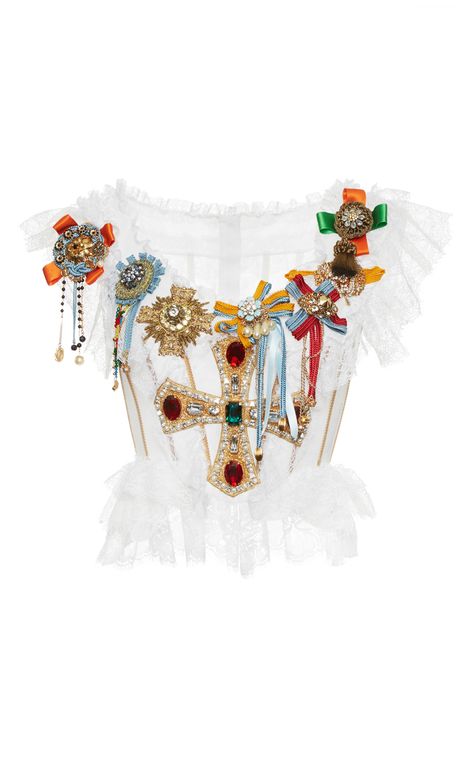 White Bustier Top, Jewel Top, Cl Fashion, White Bustier, Dolce And Gabbana Fashion, Shirts Crop, Corset Style Tops, Style Tops, Bustier Top