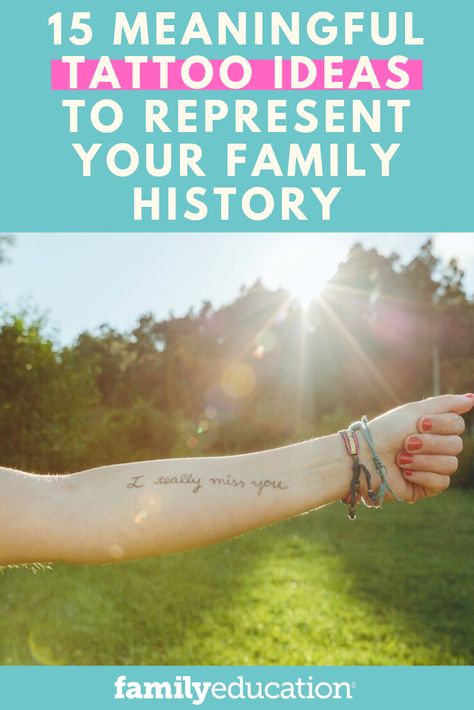 Click here for tattoo ideas that honor your past and present family members, history, and legacy. #tattoo #tattooideas #familyeducation Ancestry Tattoo Ideas, Ancestor Tattoo Ideas, Parents Tattoo Ideas Honoring, Tattoos Honoring Parents, History Tattoo Ideas, Legacy Tattoo, Father Son Tattoo, Parent Tattoos, History Tattoos