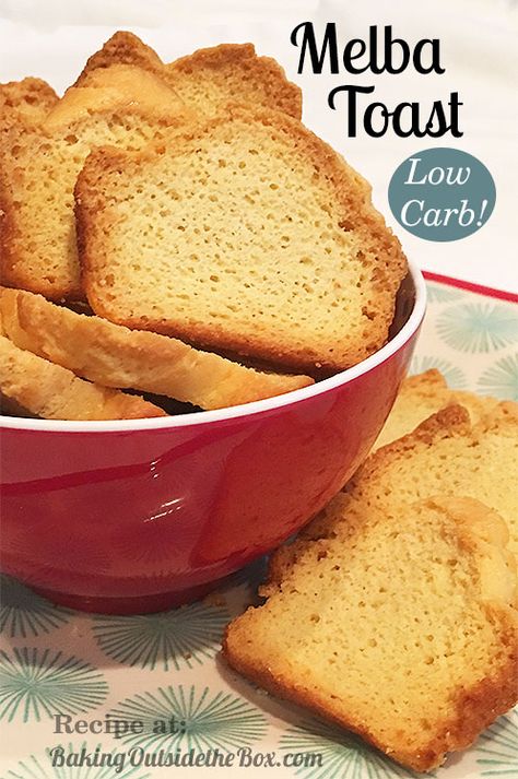 This low carb Melba Toast is easy to make and crunchilicious. Made from Almond biscuits, they are just a bit over 1 net carb per sliced biscuit. Melba Toast Recipe, Melba Toast, The Boiled Egg Diet, Almond Biscuits, Low Carb Soup Recipes, Optavia Recipes, Egg Diet Plan, Low Carbohydrate Recipes, Low Carb Low Fat Recipes