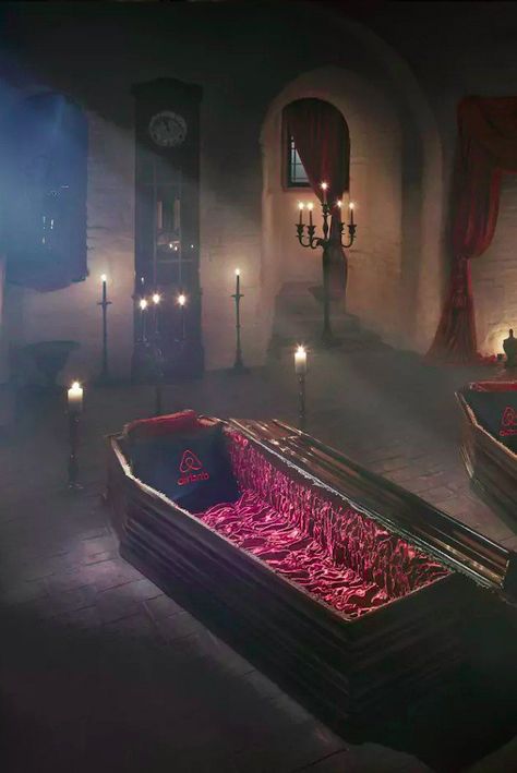 Vampire Bedroom, Coffin Bed, Morpheus Sandman, Vampire House, Dracula's Castle, Vampire Castle, Vampire Party, Dracula Castle, Castle Decor