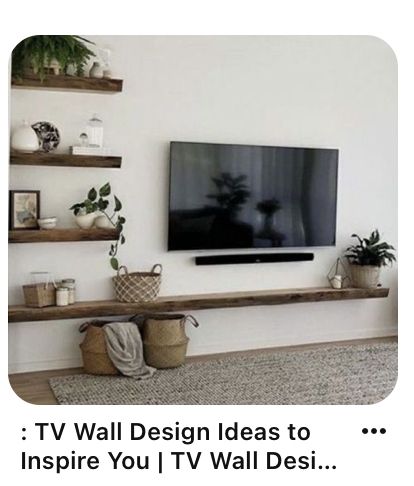 Rustic Shelves With Tv, Farmhouse Floating Tv Shelf, Tv Wall Shelves Design, Shelves Beside Tv, Tv Backboard, Floatinf Shelves By Tv, Tv Wall Hanging, Shelving Around Tv, Live Edge Floating Shelf Under Tv