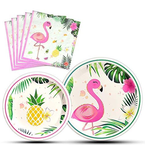 WERNNSAI Flamingo Party Supplies - Luau Disposable Hawaiian Themed Tableware Set for Girl Kids Birthday Dinner Desser... Flamingo Plates, Tropical Napkins, Flamingo Party Supplies, Pink Flamingo Birthday, Flamingo Party Decor, Flamingo Themed Party, Luau Party Supplies, Flamingo Birthday Party, Hawaiian Luau Party