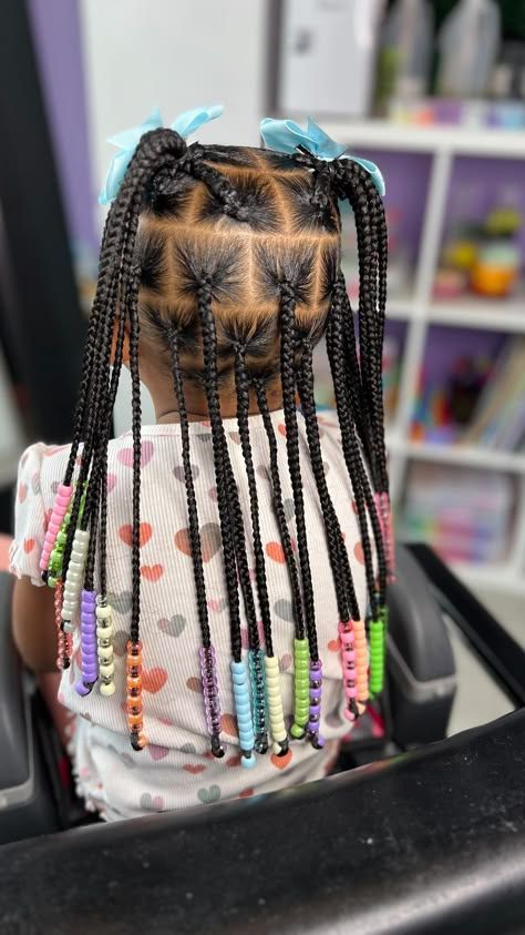 Toddler Braid Hairstyles, Kids Braids Styles, Braided Beads Hairstyles, Bead Hairstyles, Kids Braids With Beads, Kid Braids, Jumbo Knotless, Toddler Braided Hairstyles, Daughter Hairstyles