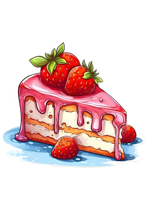 Desserts Drawing, Cake Drawing, Food Illustration Art, Food Painting, Marker Drawing, Cute Easy Drawings, Food Drawing, Art Drawings For Kids, Art Inspiration Painting