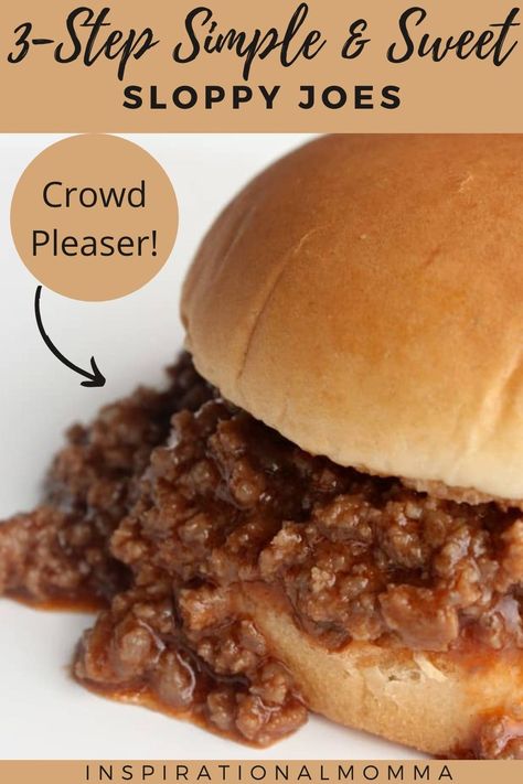 These Simple & Sweet Sloppy Joes will be the main attraction at your next party. With the perfect combination of ingredients, you will be blown away at how delicious these simple sandwiches are! #3-step #simple&sweet #sloppyjoes #loadedwithflavor #crowdpleaser #inspirationalmomma Sweet Sloppy Joe Recipe, Sweet Sloppy Joes, Sloppy Joe Recipe Easy, Sloppy Joe Recipe, Sloppy Joes Easy, Sloppy Joe Sauce, Hamburger Dishes, Homemade Sloppy Joes, Appetizer Sandwiches