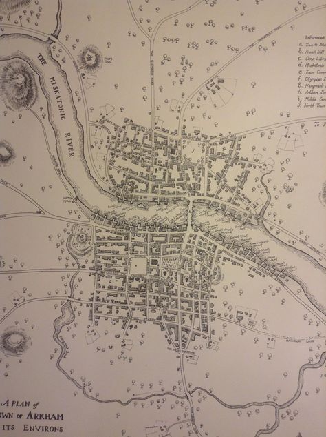 Detail of Map of Arkham Massachusetts 1775 by riq1977.deviantart.com on @DeviantArt Fictional Maps, Cthulhu Fhtagn, Fantasy Cities, Yog Sothoth, Cthulhu Art, Map Drawing, Call Of Cthulhu Rpg, Lovecraft Cthulhu, Massachusetts Map