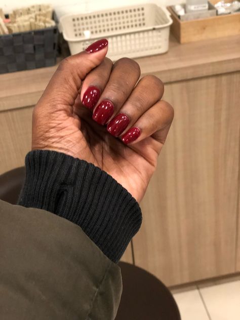 Dark Skin Nails - #DarkSkinNails SNS Powder Gel Manicure Wine Red, Burgundy Color Wine Nails On Dark Skin, Cherry Red Nails On Brown Skin, Red Nail Polish Colors For Dark Skin, Black Skin Nail Color, Dark Skin Red Nails, Sns Red Nails, Red Nails Brown Skin, Red Nails Dark Skin, Dark Red Gel Nails